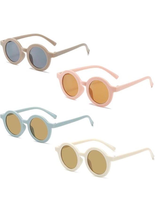 4 أزواج نظارات شمسية للأطفال ، نظارات شمسية ريترو جولة لطيفة ، نظارات مستقطبة للأشعة فوق البنفسجية محمية للأطفال الصغار ، أطفال حزب المفضلات للفتيان فتيات شاطئ حزب الشاطئ الرياضات في الهواء الطلق ، عمر 3-10 - Image 1