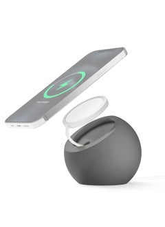 Silicone Pellet Magsafe Magnetic Charger Holder for iPhone 12 Series(Grey)