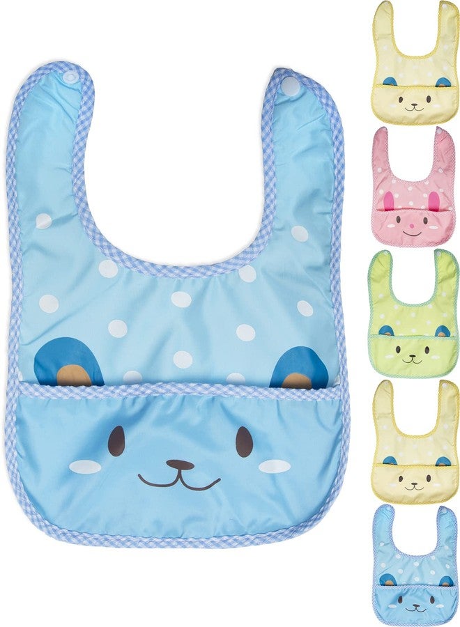BTfash Babies Soft Button Bib for Feeding | Waterproof Bib for New Born | Washable Feeding Aprons for Infants & Toddlers | Reusable, Comfortable & Ideal for Mealtime | Gentle on Skin (Assorted_PO6) - Image 1