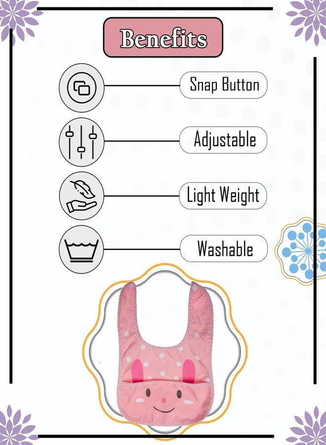 BTfash Babies Soft Button Bib for Feeding | Waterproof Bib for New Born | Washable Feeding Aprons for Infants & Toddlers | Reusable, Comfortable & Ideal for Mealtime | Gentle on Skin (Assorted_PO6) - Image 3
