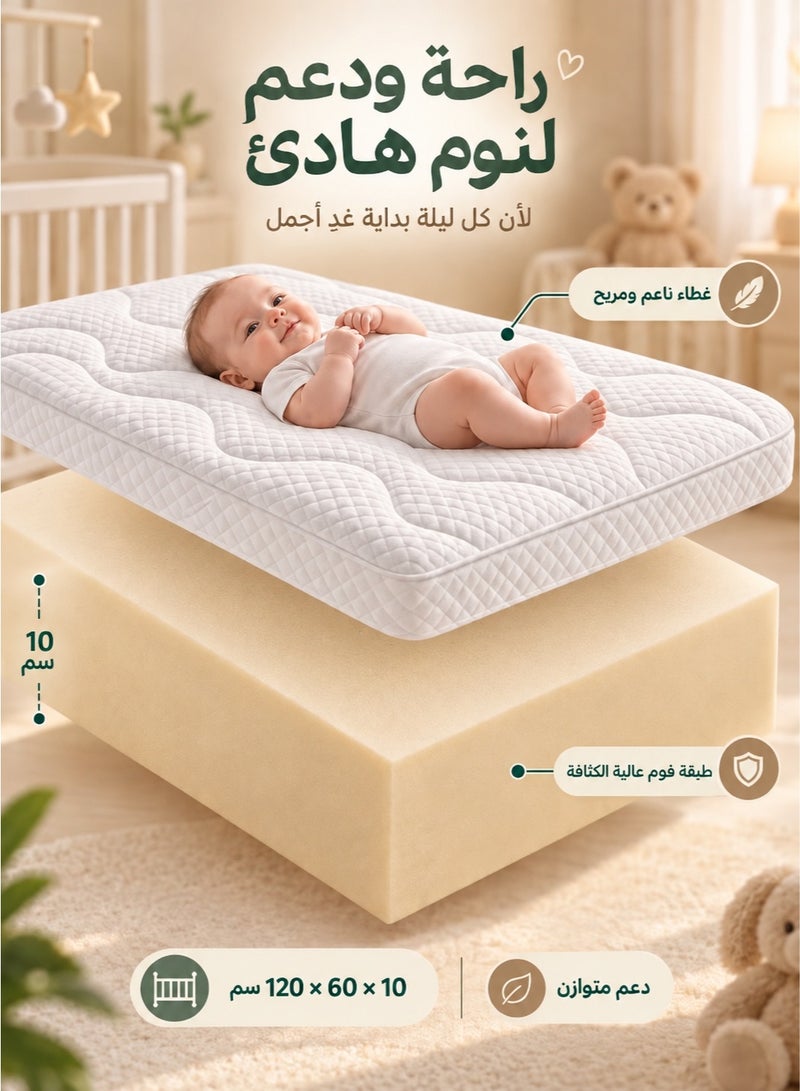 hibobi Crib Mattress & Toddler Mattress 120×60×10 cm, Non-Toxic Baby Mattress with Breathable Knitted Cover, Quiet Durable Foam Core, Strong Support, Dual Zipper Washable Cover, for Babies & Toddlers - Image 2