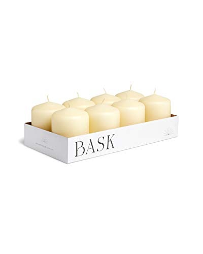 bask Cone Top Pillar Candles by Bask - Set of 8-3" x 4" Dripless Unscented Candles in Ivory for Home Decor, Relaxation & All Occasions - Image 1
