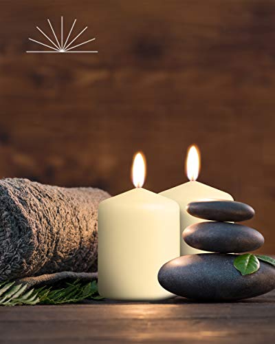 bask Cone Top Pillar Candles by Bask - Set of 8-3" x 4" Dripless Unscented Candles in Ivory for Home Decor, Relaxation & All Occasions - Image 4