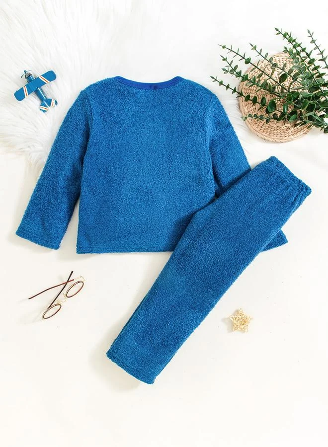 Take Two Graphic Embroidery Round Neck Top with Long Pyjama Set