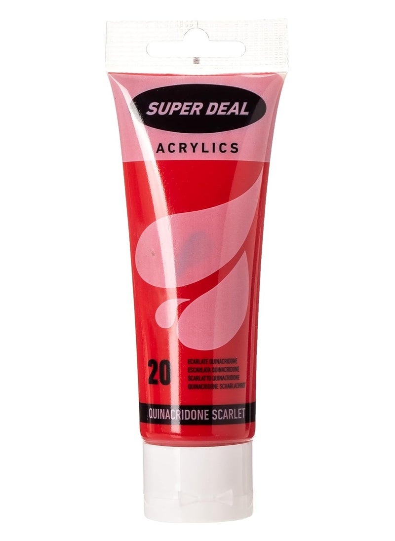 SUPER DEAL SUPER DEAL Acrylic Color Paint Tube 75ml Quinacridone Scarlet SD 4212-20 