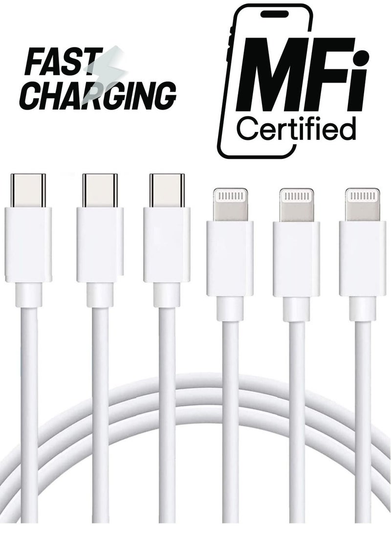 "Apple MFi Certified iPhone Charger - 5-Pack 3ft Nylon Braided Lightning Cables for iPhone 12, 11 Pro Max, XS, XR, X, 8, 7, 6S, 6 Plus, SE, 5S, 5C, 5, and iPad (Black/White)" - Image 1