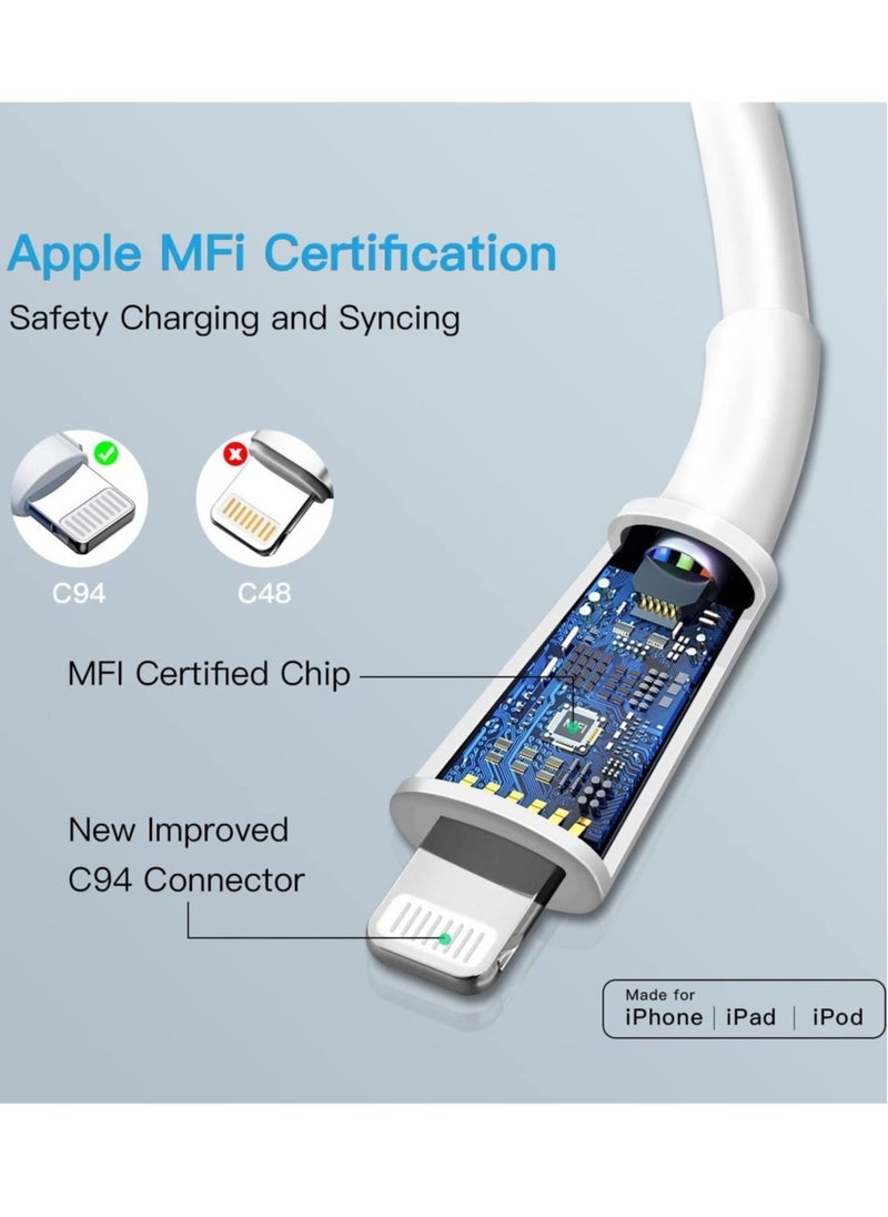 "Apple MFi Certified iPhone Charger - 5-Pack 3ft Nylon Braided Lightning Cables for iPhone 12, 11 Pro Max, XS, XR, X, 8, 7, 6S, 6 Plus, SE, 5S, 5C, 5, and iPad (Black/White)" - Image 2