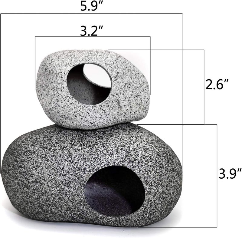 JIH Aquarium Decorations Rock, Ceramic Shelters - Shrimp Habitat, Breeding Tube, Hiding cave, Stackable Fish Tank Decor Cave for Hiding, Betta Fish (J603+J001) - Image 2