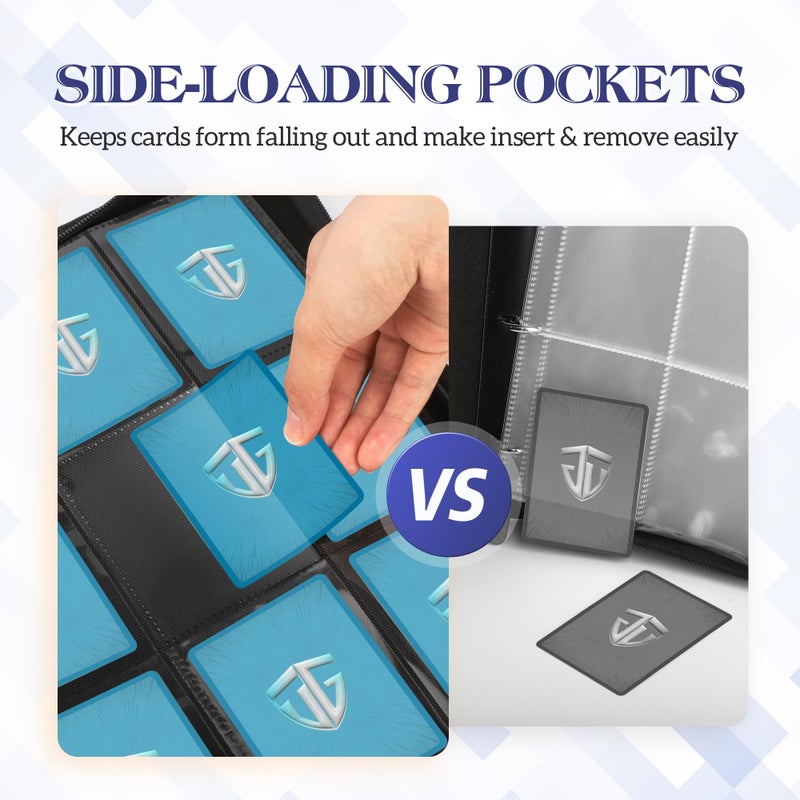 TCGUARD Trading Card Binder, 9 Side Loading Pocket Card Album Hold Up to 540, Zipper Binder for Collection, TCG Holder for Sports, Yugioh, MTG etc. (Sky Blue 9) - Image 4