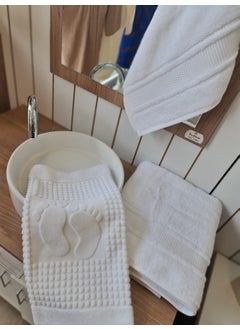 özdilek 3-Piece Bathroom Set Bath, Hand, Face and Foot Towels White  - Image 2