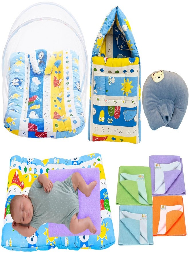 Infantbond by Fareto Newborn Baby Essentials Combo Set – 9 in 1 All-Season Hospital Care Kit for Newborns (0–6 Months) | Complete Baby Gift Set | Baby Products All New Born Combo (Blue Fox) - Image 1