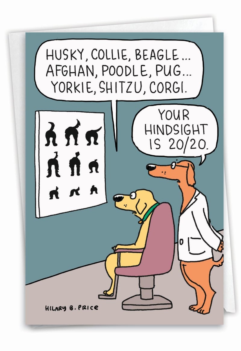 NobleWorks - 1 Funny Pet Birthday Card - For Men, Women Dog Lovers, Animal Puppy Jokes, Bday Notecard for Him, Her - Dog Eye Exam C2435BDG - Image 1