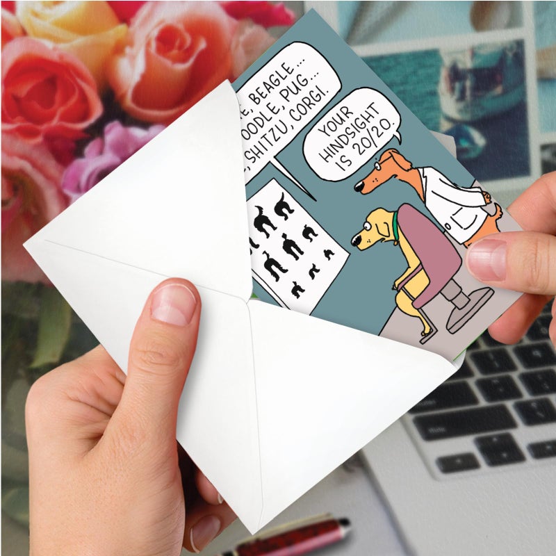 NobleWorks - 1 Funny Pet Birthday Card - For Men, Women Dog Lovers, Animal Puppy Jokes, Bday Notecard for Him, Her - Dog Eye Exam C2435BDG - Image 4