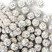 Jukercici 10mm Clay Rhinestone Beads for Bracelets 100 Pcs Sparkle Crystal Beads for Jewelry Making Glitter Round Shamballa Disco Ball Design for DIY Crafts Necklace Earrings Decoration White B - Image 2