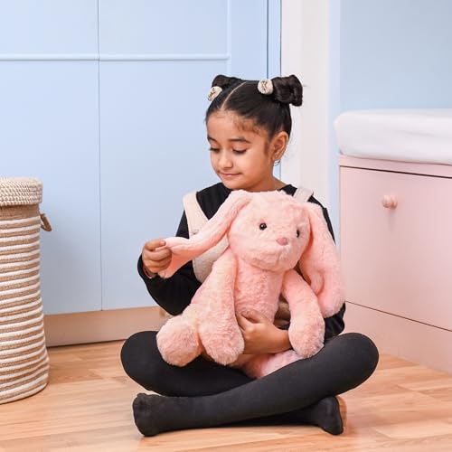 Mirada Cute Peach Bunny Soft Toy for Girls/Kids | Huggable Rabbit with Long Ears | Soft Stuffed Plush Animal | Cute Soft Toys, Baby Toys, Stuffed Animals, Cuddle Toy, Gift Item for Kids - 35cm - Image 4