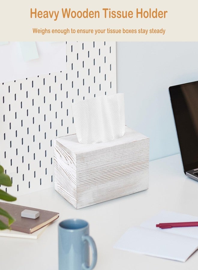 GCWSTJK Whitewashed Tissue Box Cover Rectangle for 120 160 Count - Wooden Rectangular Tissue Box Holder - Decorative Facial Tissue Box Cover for Tabletop Night Stands Bathroom Office - Image 5