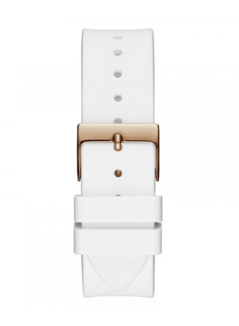 GUESS ساعة نسائية متعددة الوظائف بقرص أبيض وعلبة دائرية - GW0118L4 - 39 مم - Image 3