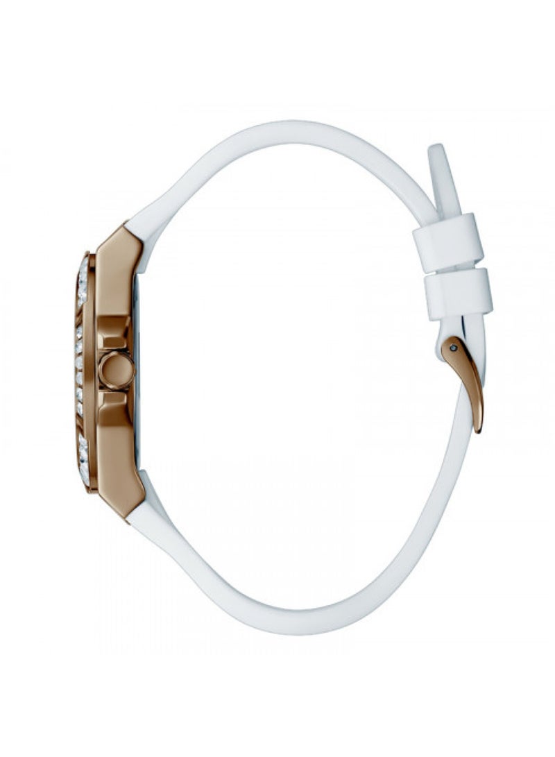 GUESS ساعة نسائية متعددة الوظائف بقرص أبيض وعلبة دائرية - GW0118L4 - 39 مم - Image 2