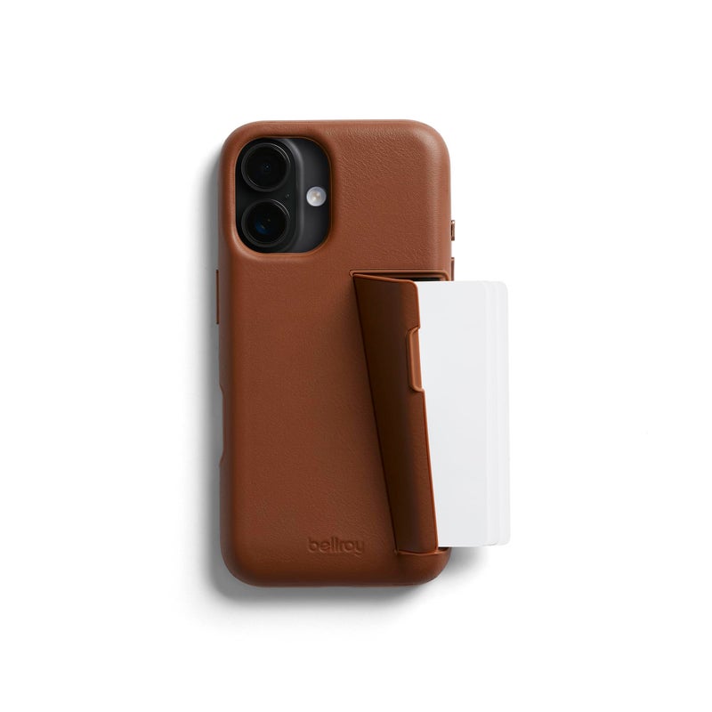 Bellroy Phone Case â€“ 3 Card for iPhone 16 (Leather iPhone case, Phone Wallet) - Sienna - Image 1