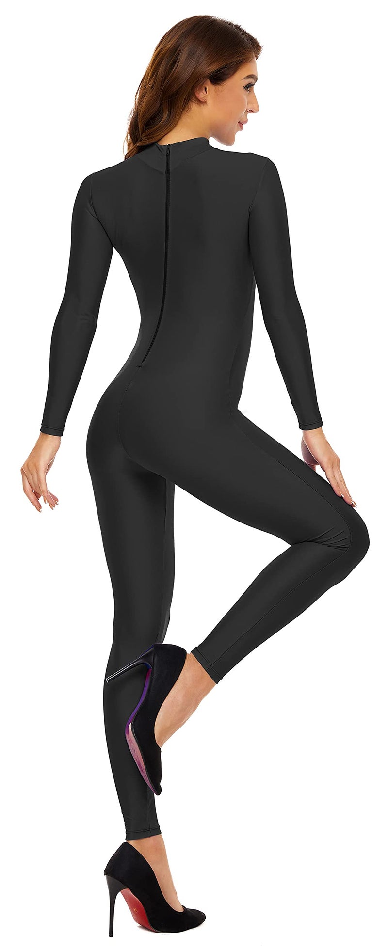 Kepblom Womens Turtleneck Long Sleeve Dance Unitard One Piece Full Bodysuit Costumes（Black,Small - Image 5