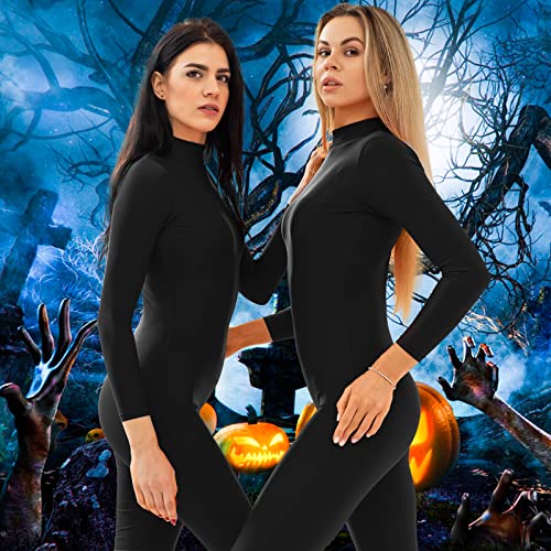 Kepblom Womens Turtleneck Long Sleeve Dance Unitard One Piece Full Bodysuit Costumes（Black,Small - Image 2