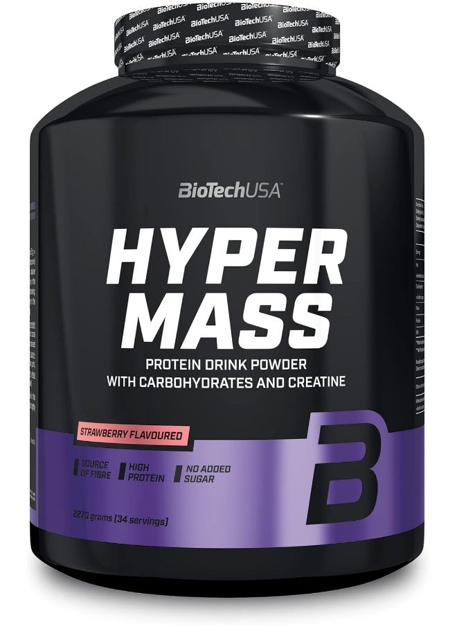BioTechUSA BioTechUSA Hyper Mass - Mass Gainer with Carbs & Protein Blend | Micronised Creatine | Gluten-Free, Strawberry  - Image 1