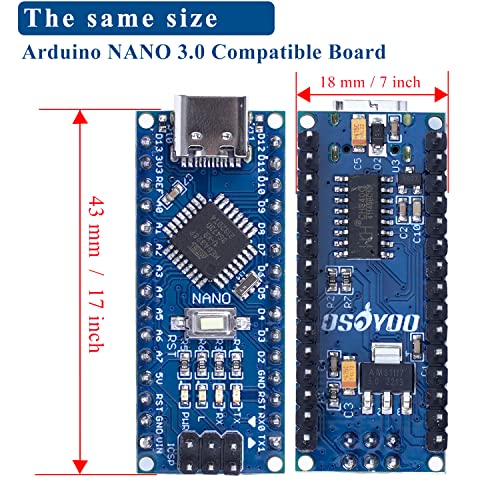 OSOYOO 1x Nano Module CH340 5V/16M USB-C Micro-Controller Board for Arduino Nano V3.0 - Image 5