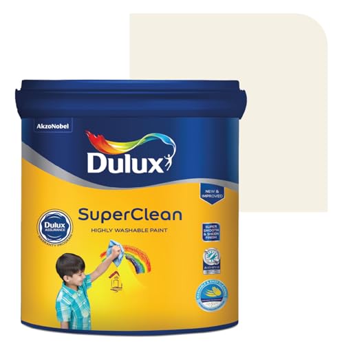 Dulux SuperClean Interior Emulsion Paint For Walls | Soothing Sheen & Rich Finish | Washable & Easy To Clean | Water Based Durable Paint, White (1L, Crisp Linen) - Image 1