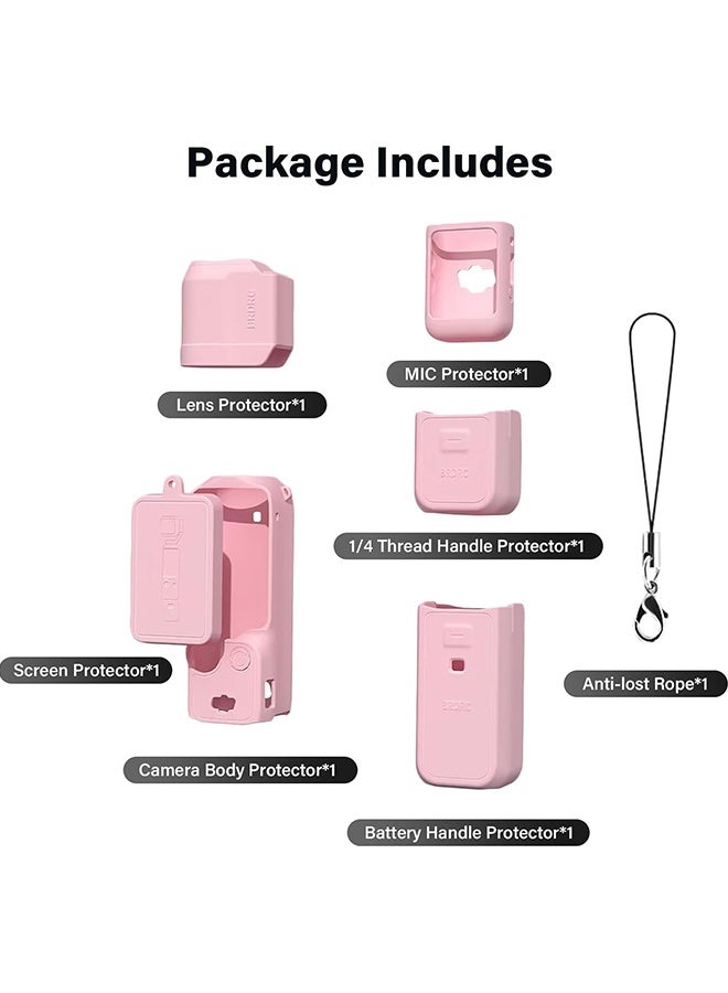 Wffo Suitable for DJI OSMO Pocket 3 Case - Silicone Protective Case Cover - Lens Cover Compatible with DJI OSMO Pocket 3 - Screen Protector Grip Cover Accessories - Shockproof, Anti-Slip, Dustproof - Pink - Image 3