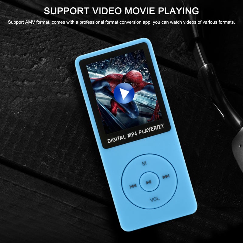 مشغل Mp3: تصميم معدني بمفاتيح لمس زرقاء بحجم 1.8 بوصة - مكبر صوت داخلي عالي الصوت وتقليل الضوضاء الذكي ومدة تشغيل 5 ساعات - مشغل Mp4 للأطفال للترفيه المنزلي والرياضة الخارجية واللياقة البدنية في الجيم - Image 2