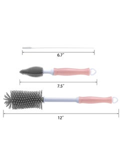Auerllcy Silicone Bottle Cleaning Brush 12" Long Handle Water Bottles Cleaner For Baby Bottles Sports Bottle Vase Glassware And Smaller Diameter Bottle Openings  - Image 2