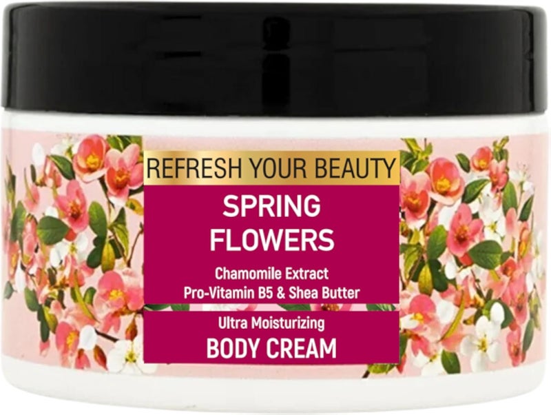 Spring Flowers Body Cream - Chamomile Extract, Shea Butter, Glycerine, Panthenol and Vitamin-E provides Soothing Hydration - Nutrition-Rich Formula, 8.4 fl oz
