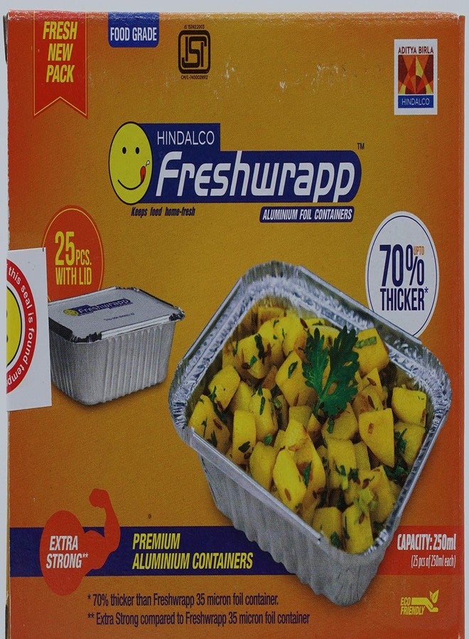 Freshwrapp Aluminium containers - 250 ML - 100 Pcs For Food Packing | Pack of 4 | 25 Pcs per pack | - Image 2
