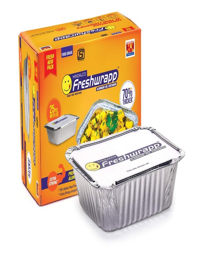 Freshwrapp Aluminium containers - 250 ML - 100 Pcs For Food Packing | Pack of 4 | 25 Pcs per pack | - Image 1