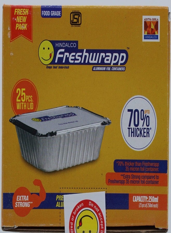 Freshwrapp Aluminium containers - 250 ML - 100 Pcs For Food Packing | Pack of 4 | 25 Pcs per pack | - Image 3