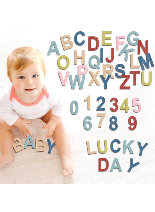 Lonfliness 72Pcs Boho Wooden Letters 3 Inch Wooden Letters and Numbers Set Wooden Alphabet Letters for DIY Crafts Spelling Home Wall Decor Educational Learning Gift Photo Prop - Image 4