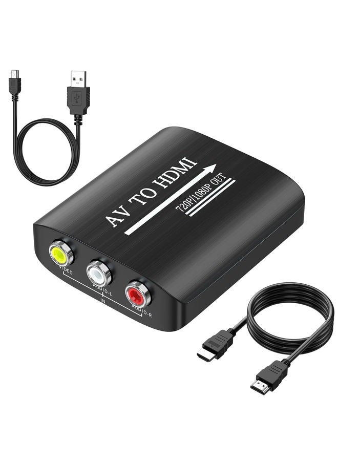 GINGIN RCA to HDMI,AV to HDMI Converter,Composite to HDMI Converter Compatible with WII,PS One,PS2,PS3,STB,Xbox,VHS,VCR,Blue-Ray DVD,with 3.3ft HDMI Cable - Image 1
