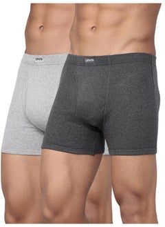 Levi's Levi's Men's Cotton Style #010 Comfort Regular Fit Solid Boxer (Pack of 2) (#010-BOXER Brief-LT DK GMEL-P2_Light, Dark Grey Melange_M)  - Image 1