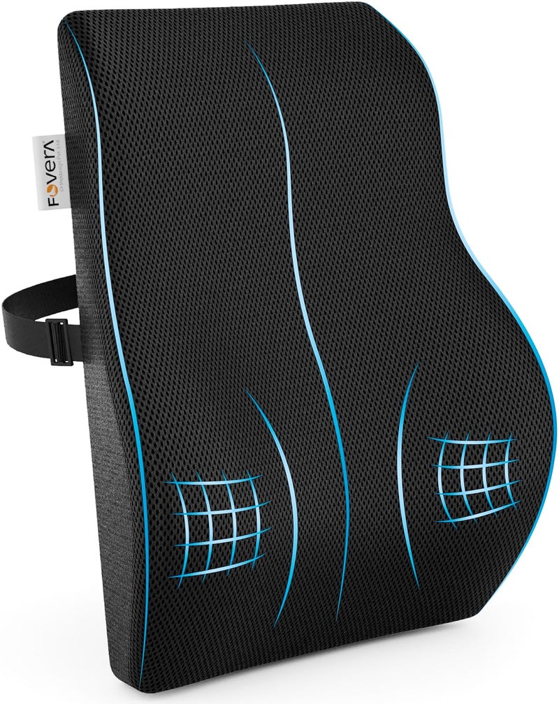FOverA FOVERA Back Support for Office Chair 2 Years Warranty Gel Memory Foam Car Seat Back Support Orthopedic Lumbar Back Rest for Back Pain Relief Back Pillow for Sitting Mesh Black Large - Image 1