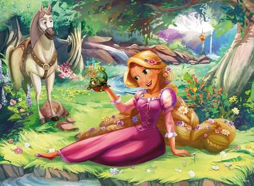 Ceaco Disney Princess Trio Rapunzel and Pascal Glitter Puzzle 100 Piece Jigsaw Puzzle - Image 1