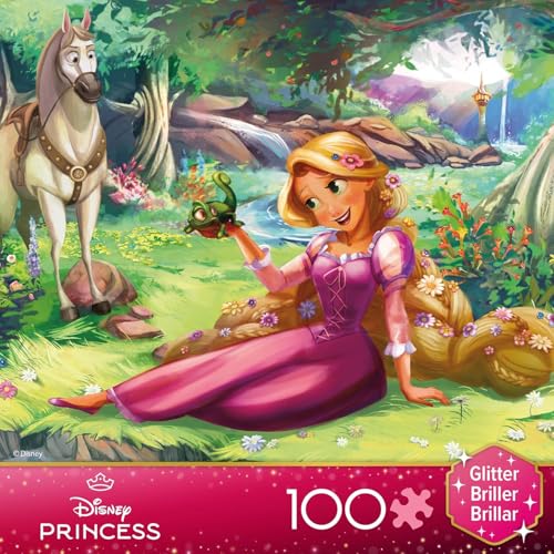 Ceaco Disney Princess Trio Rapunzel and Pascal Glitter Puzzle 100 Piece Jigsaw Puzzle - Image 5