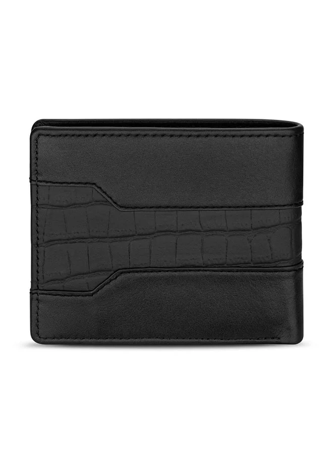 شيروتي 1881 محفظة رجالية من سيروتي  جلد أسود بتصميم تمساح وسادة