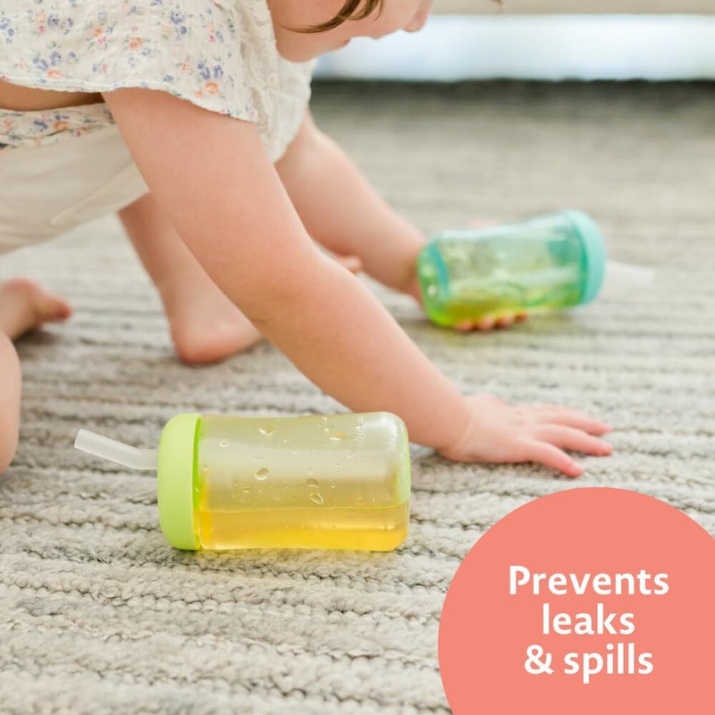 the FIRST years أكواب الشرب للأطفال من ذا فيرست ييرز - أكواب شرب قابلة للضغط مع شفاطة سيليكون - مستلزمات تغذية الأطفال - 7 أونصات - 3 قطع - للأعمار من 6 أشهر وما فوق - Image 4