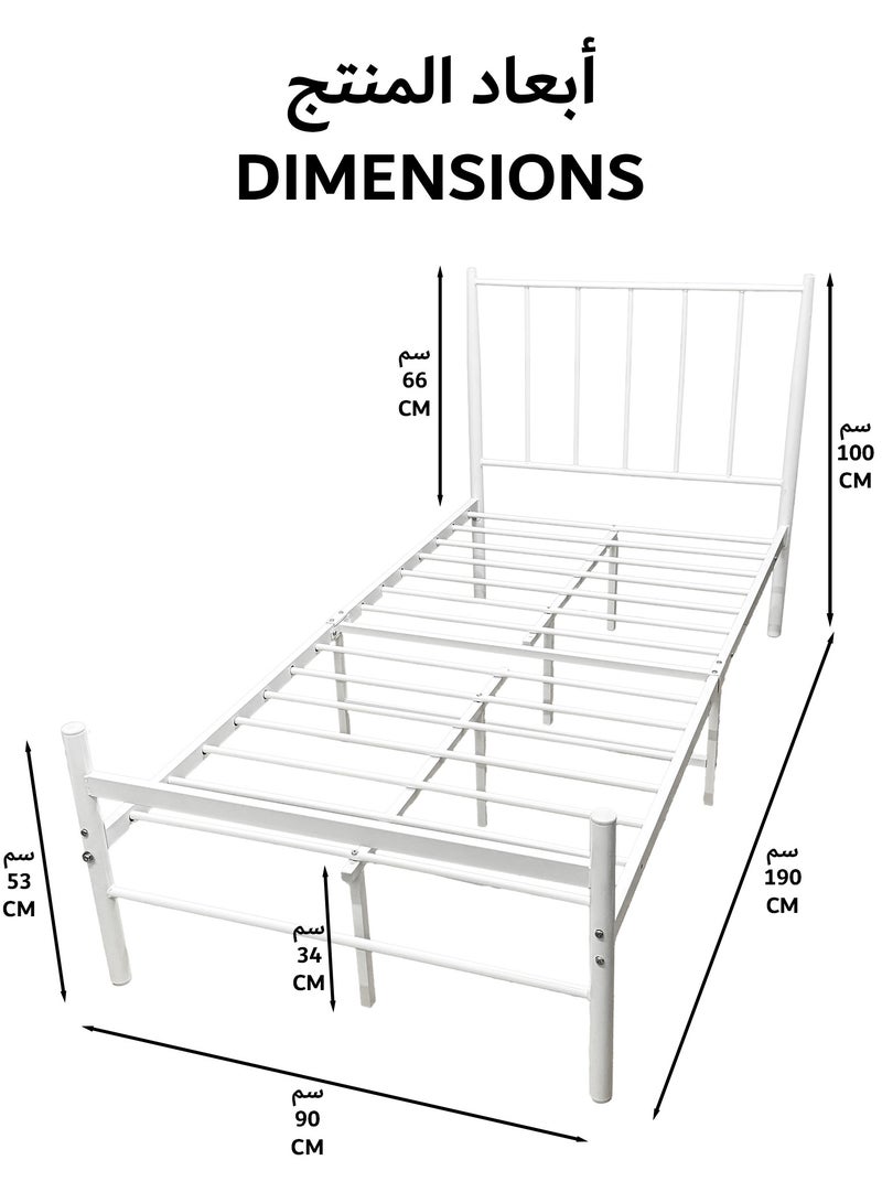 RENOVO Metal Platform Bed Frame size 90*190*34cm with Headboard and Footboard, Heavy Duty Mattress Foundation with Steel Slats Support, White  - Image 3
