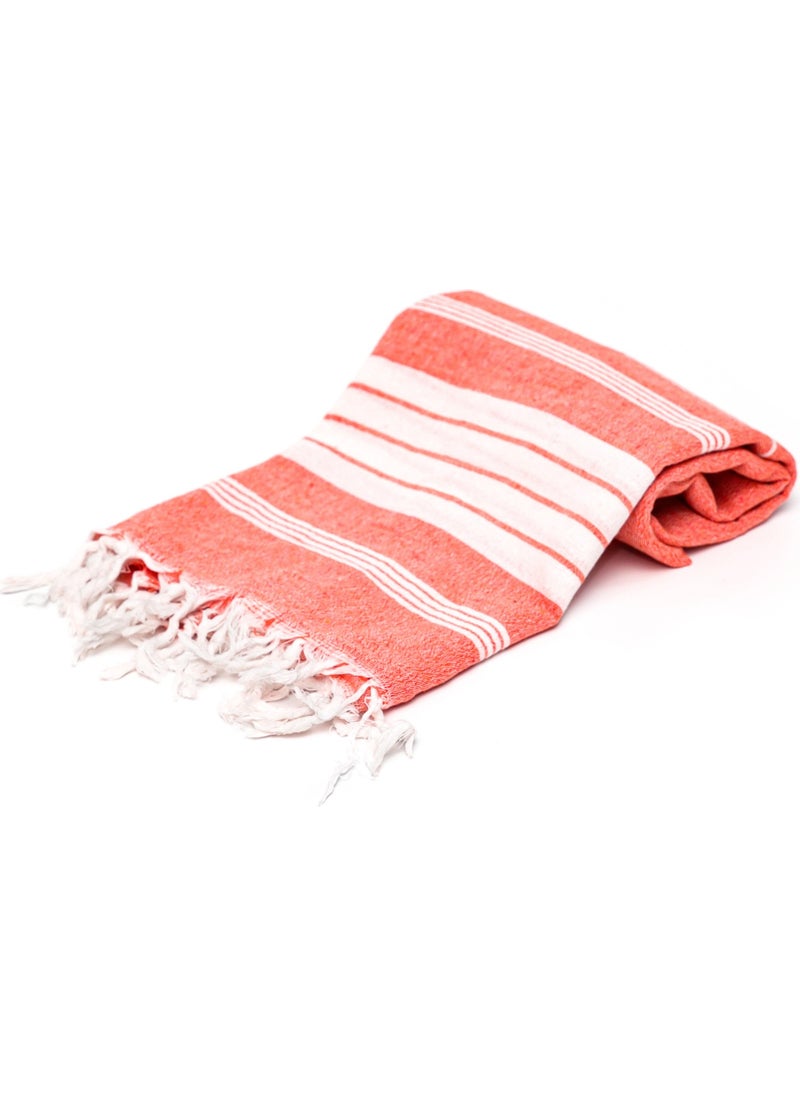 Rosa Bianca Washed Cotton Loincloth with Orange White Stripe 100 x 180 cm 