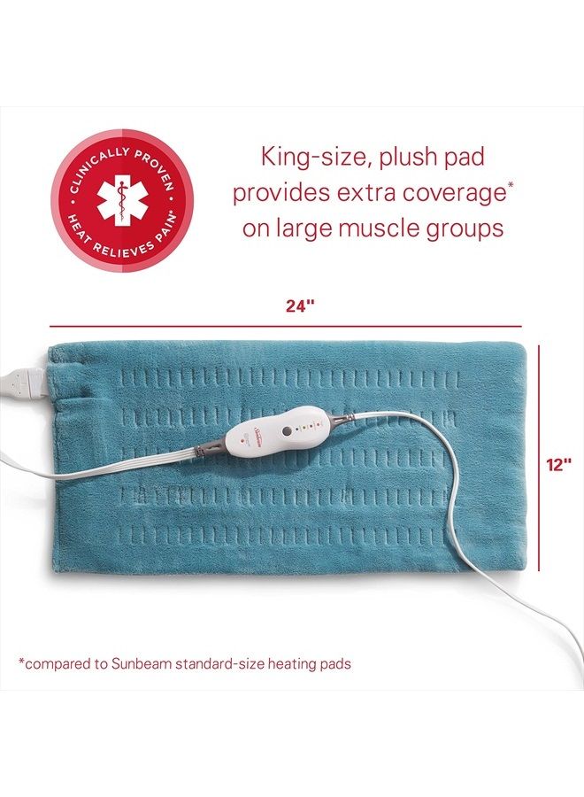 Sunbeam Heating Pad for Back, Neck, and Shoulder Pain Relief with Auto Shut Off, XL 12 x 24", Teal - Image 2