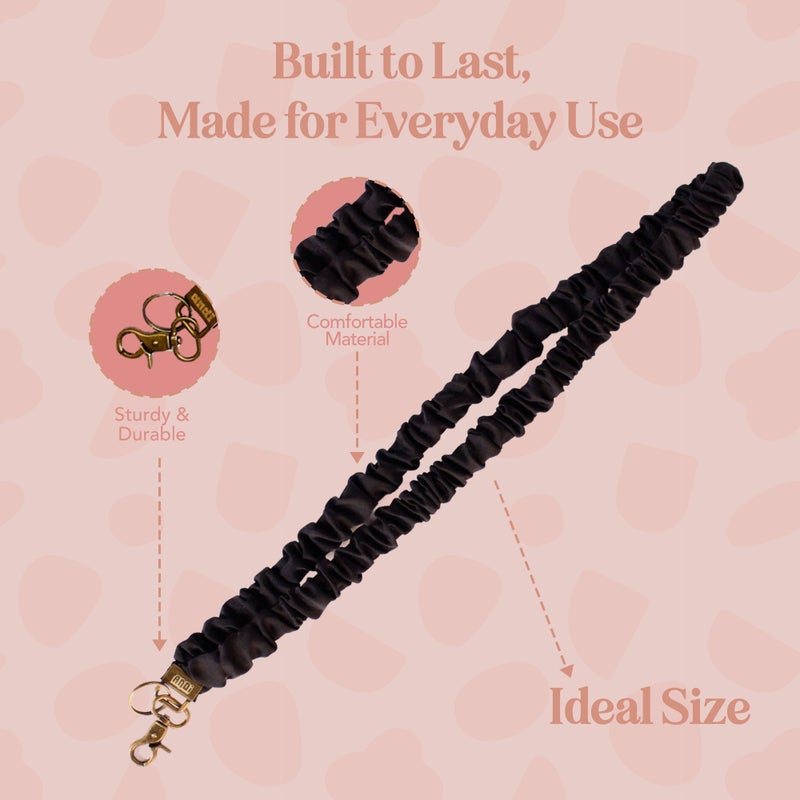 ANDI Neck Lanyard For Women - Scrunchie Cute Lanyard for Keys, Id Card Holder, Wallet - Aesthetic Long Lanyard (Black Luxe) - Image 5