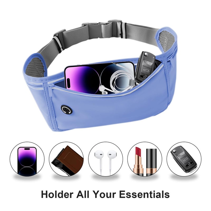 JUCURRI Slim Running Belt for Women Men,Runners Fanny Pack Phone Holder,Money Belt,Running Gear Accessories,with 3 Pockets.(Blue) - Image 2