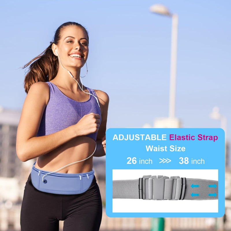 JUCURRI Slim Running Belt for Women Men,Runners Fanny Pack Phone Holder,Money Belt,Running Gear Accessories,with 3 Pockets.(Blue) - Image 4