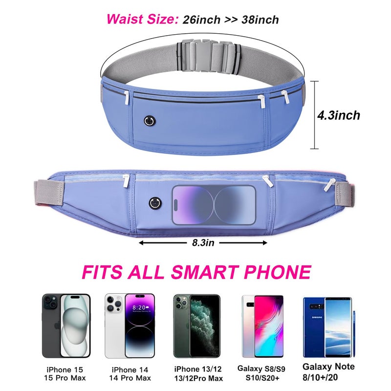 JUCURRI Slim Running Belt for Women Men,Runners Fanny Pack Phone Holder,Money Belt,Running Gear Accessories,with 3 Pockets.(Blue) - Image 3